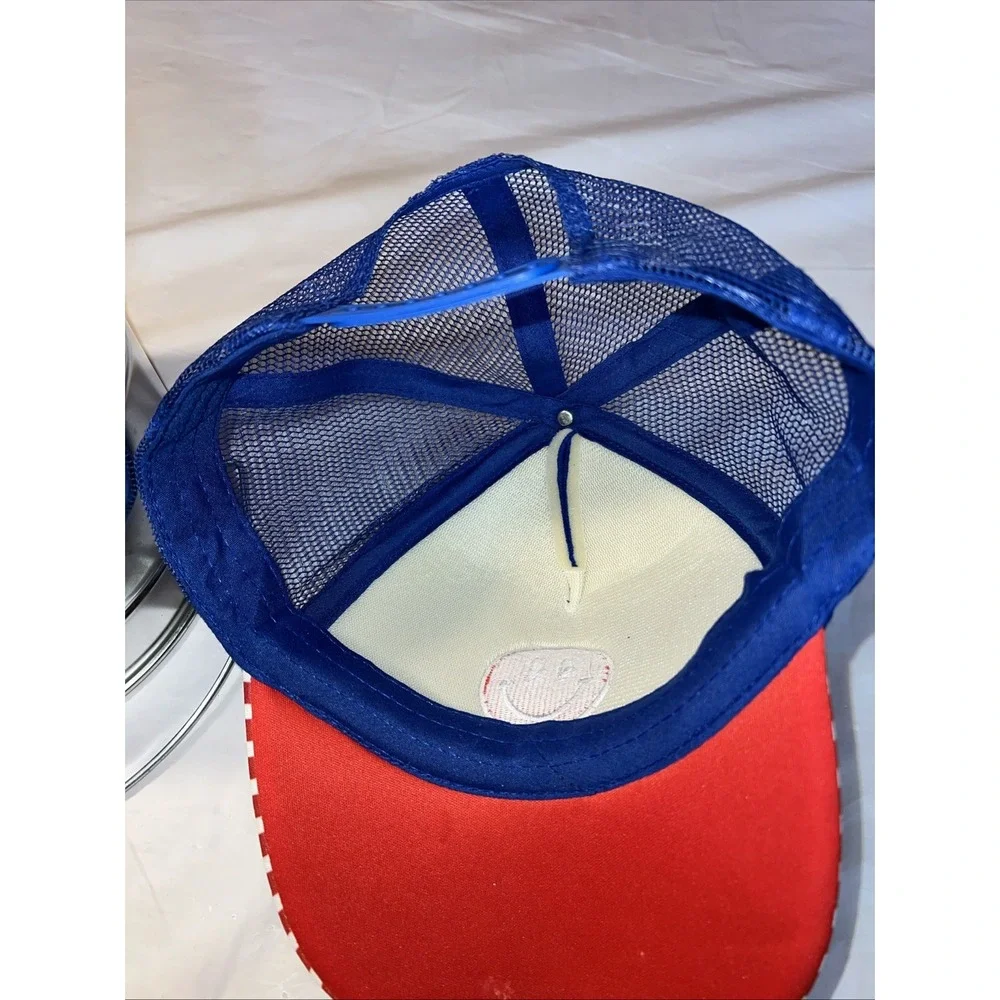 Smiley Face American Flag Snapback Mesh Back Trucker Hat Multi One Size